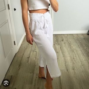 JOIE White 100% Cotton Gauz Drawstring Wide Leg Pants NWT Size XL